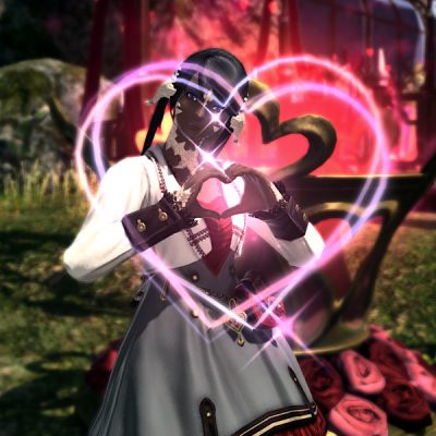 Part of the animation of the FFXIV Love Heart Emote with my FF14 Au'ra