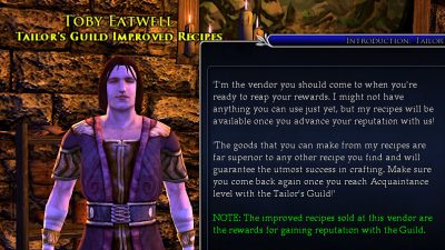 Improved Recipes Trader - this example is the Tailor's Guild one.