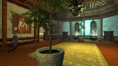 The large, roomy main area of the Scholar's Guild in the Last Homely House.