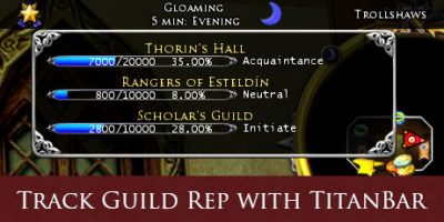 Tracking Guild Rep with the TitanBar plugin.