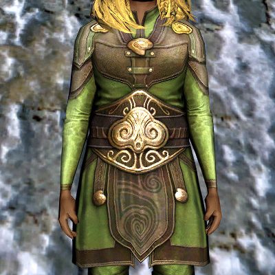 Female River Hobbit wearing the Tunic of the Perfect Curl.