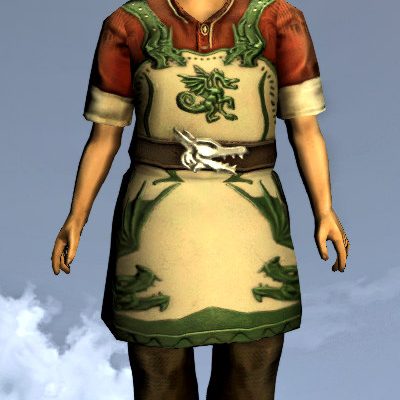 Female Hobbit (Shire Hobbit, not the river kind) in the Green Dragon Outfit.