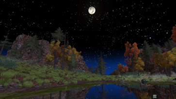 The Angle of Mitheithel in LOTRO, showing blue on the horizon in the middle of the night.