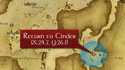 Location map for the FFXIV Fate: Return to Cinder.