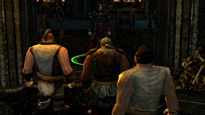 A scene during the Stout-Axe Dwarf intro quest in LOTRO.