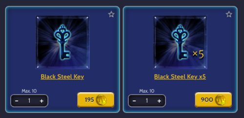 Buying Black Steel Keys in the LOTRO Store.