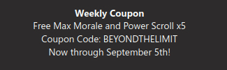 This example code gives a free Max Morale and Power Scroll to every player - whether a free player or not. 