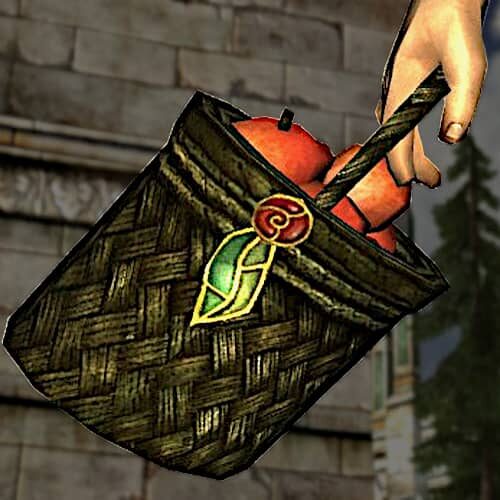LOTRO Basket of Freshly-Picked Apples - Farmer's Faire Held Item / Cosmetic Weapon