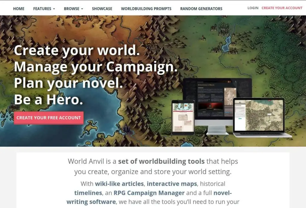 The WorldAnvil homepage if you're not logged in.